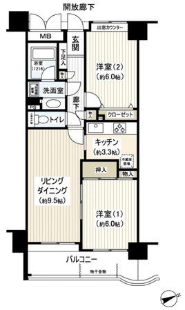 ダイアパレス千葉県庁前 2LDK・56.71平米・南東向き ダイアパレス千葉県庁前 2LDK・56.71平米・南東向き