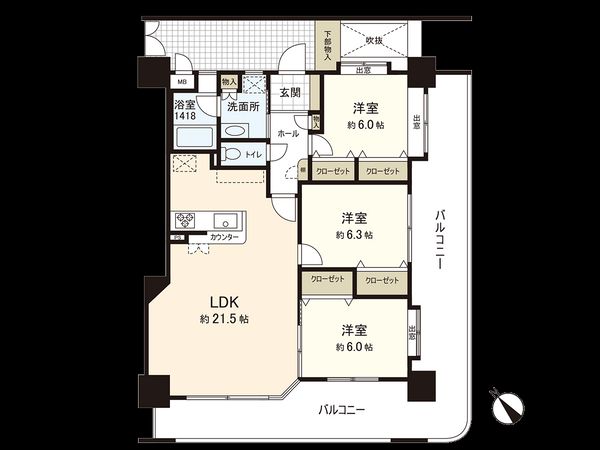 エクサイド天神 間取図 エクサイド天神 間取図