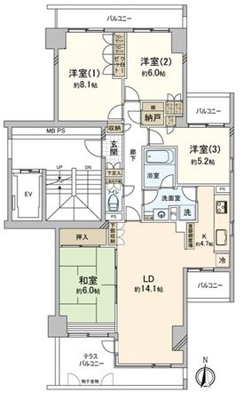 アーバンハイツ丘の街6号棟 間取図 アーバンハイツ丘の街6号棟 間取図