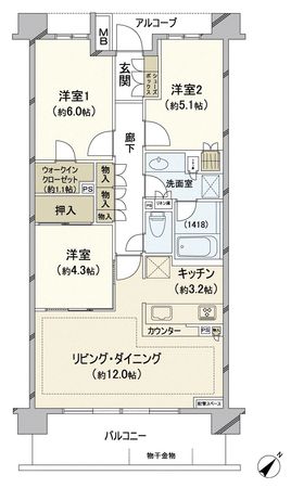 ザ・パークハウス横浜大口 間取図(平面図) ザ・パークハウス横浜大口 間取図(平面図)