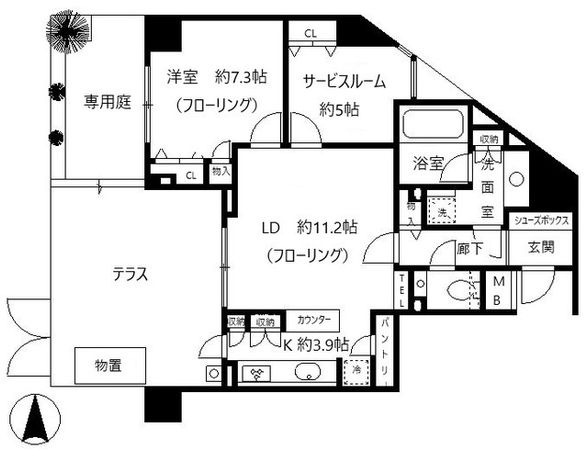 グローリオ御苑内藤町101号室 間取図(平面図) グローリオ御苑内藤町101号室 間取図(平面図)