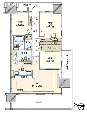 ザ・ガーデンズ東京王子 エアリーコート 間取図(平面図) ザ・ガーデンズ東京王子 エアリーコート 間取図(平面図)