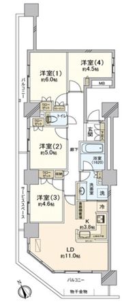 小手指タワーズエバースカイタワー 間取図(平面図) 小手指タワーズエバースカイタワー 間取図(平面図)