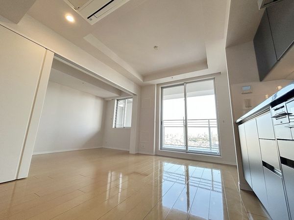 エアライズタワー 約9.0帖のLDK(隣室約4.0帖洋室の引戸を開けて撮影) エアライズタワー 約9.0帖のLDK(隣室約4.0帖洋室の引戸を開けて撮影)