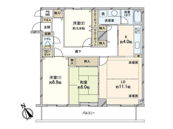 アドヴァンススクエア武蔵新城A棟 間取図(平面図) アドヴァンススクエア武蔵新城A棟 間取図(平面図)