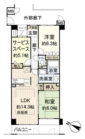 サーパス桂第2 間取図(平面図) サーパス桂第2 間取図(平面図)