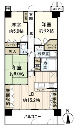 ライオンズマンション京都山科ガーデンシティ 間取図(平面図) ライオンズマンション京都山科ガーデンシティ 間取図(平面図)