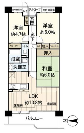 ファミールガーデン二条駅前 間取図(平面図) ファミールガーデン二条駅前 間取図(平面図)
