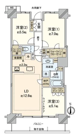 パークシティ柏の葉キャンパスサウスマークタワー 間取図(平面図) パークシティ柏の葉キャンパスサウスマークタワー 間取図(平面図)