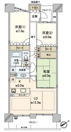 パークスカイタワー・松戸 間取図(平面図) パークスカイタワー・松戸 間取図(平面図)