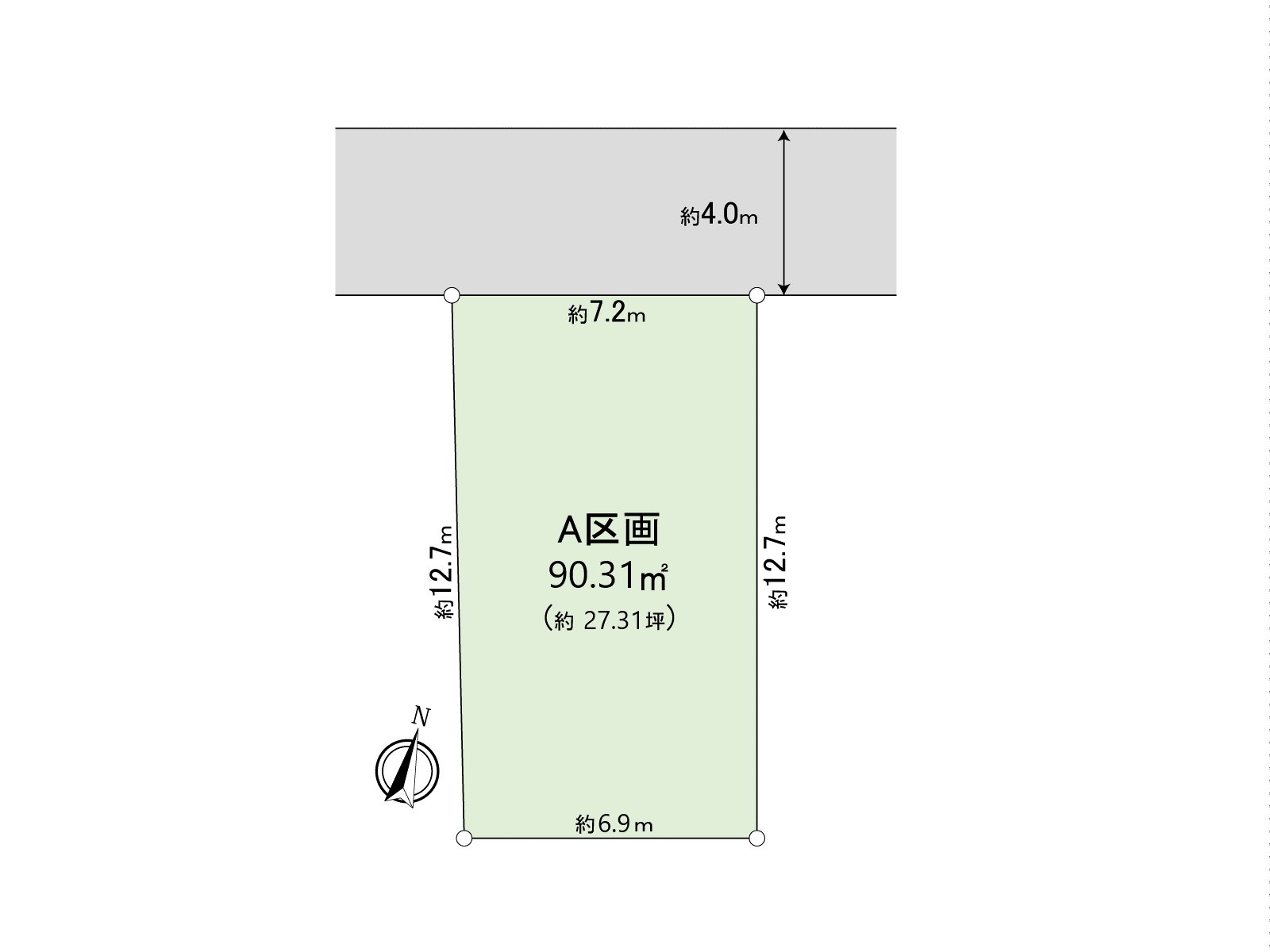 [地方型圖]約90平方公尺的整形地。是第一類低層住宅專用區裡面的清靜的住宅地。