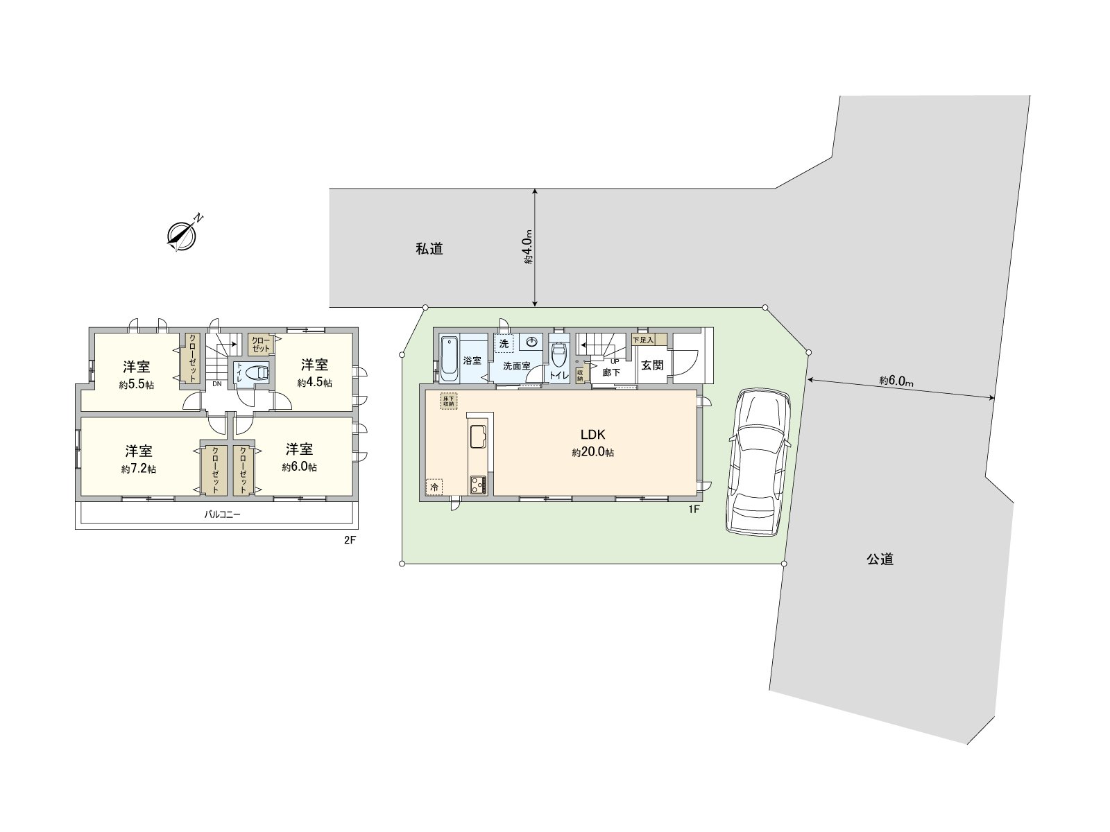 [floor plan] It is Layout of Land area 100.15 square meters (30.29 tsubo) total floor area 96.05 square meters (29.05 tsubo) 4LDK.