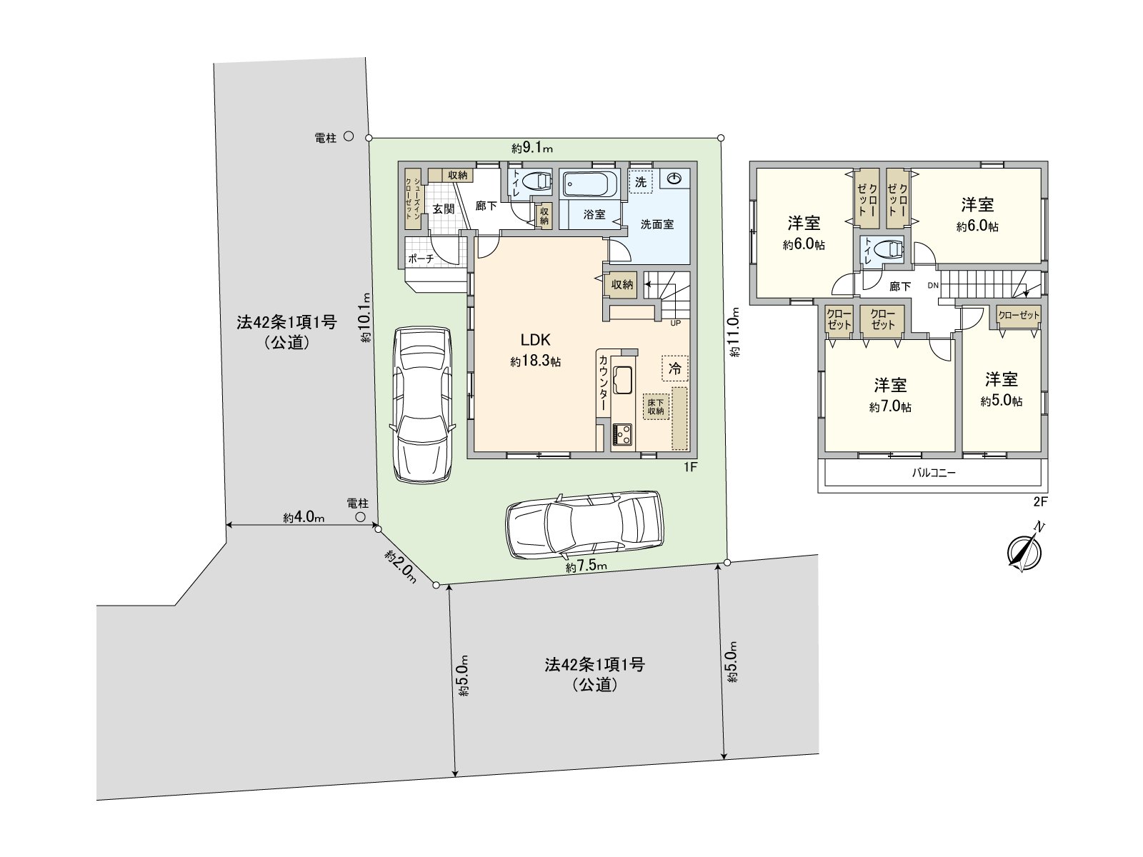 [房型图] 关于角地、全居室2面采光，阳光、通风良好