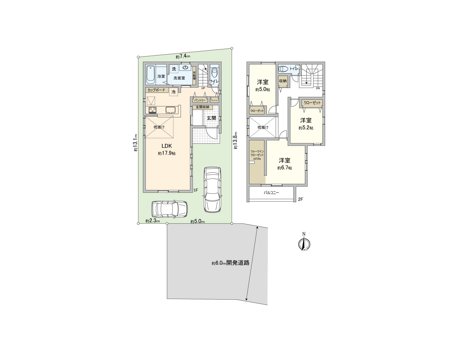 [平面圖]關於所有房間2面采光，采光良好
