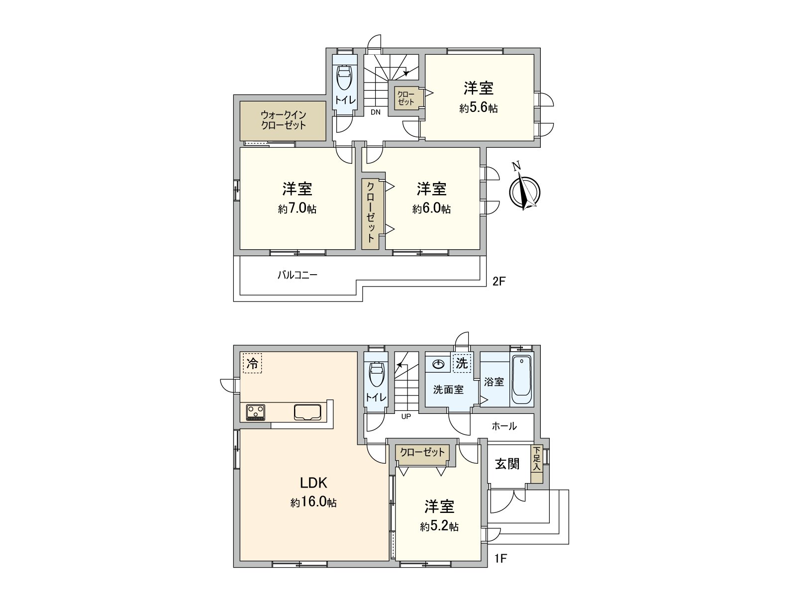 [房型图]面向南向曝光面阳台的新房独栋住宅。是收纳丰富的4LDK。