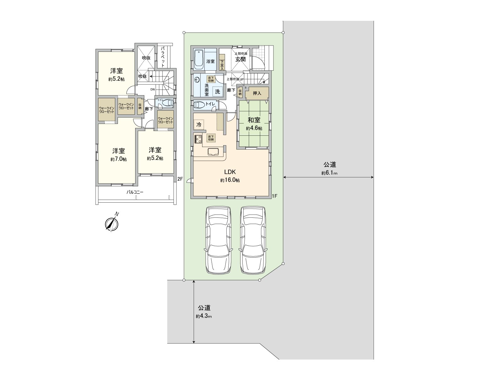[floor plan] There is an open feeling in Southeast Orientation LDK about 16 quires on a ceiling in an occasion. Abundant storage space including the WIC3 point