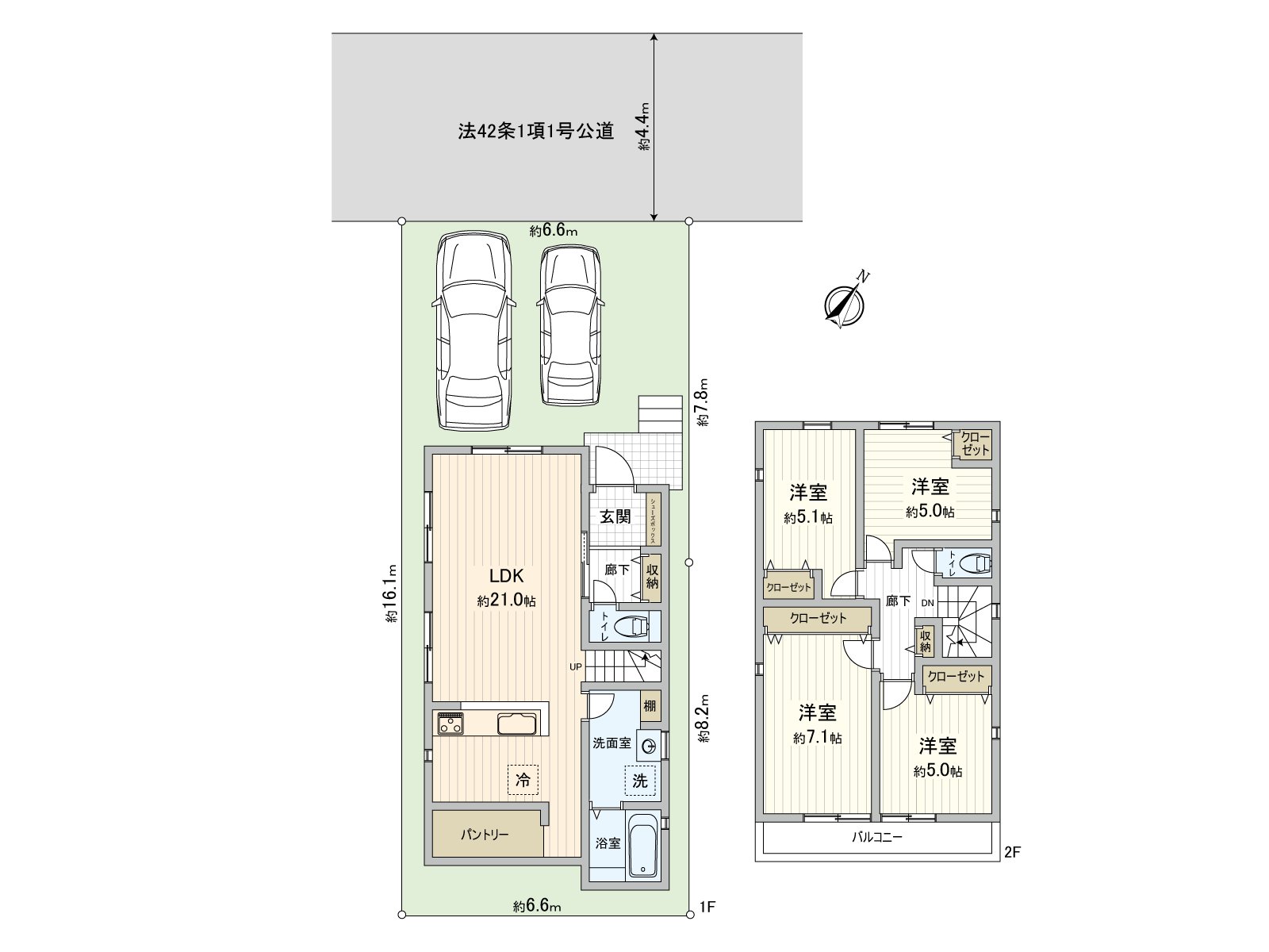 [floor plan] Rectangular lot of about 106 square meters. There is the parking space for two. ※Depending on car type