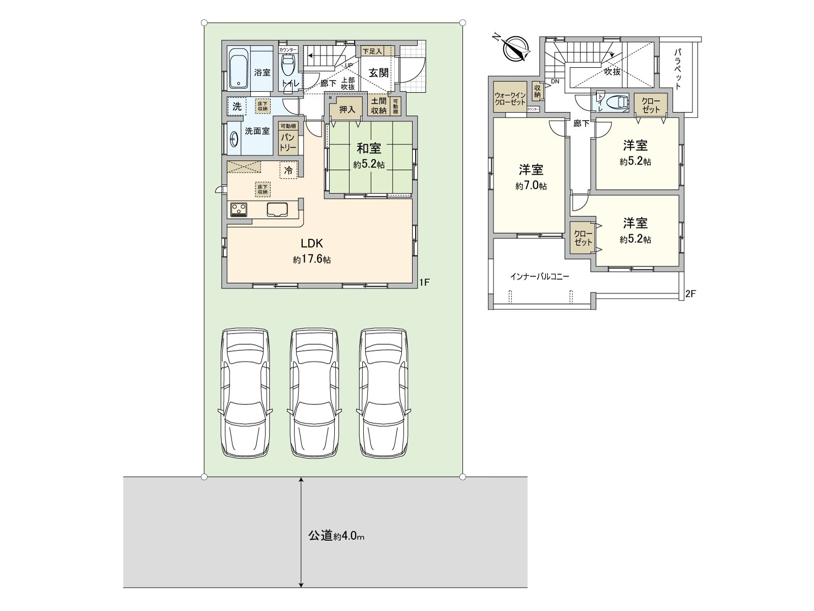 [平面圖]有停車位3台分鐘　※依靠車型
