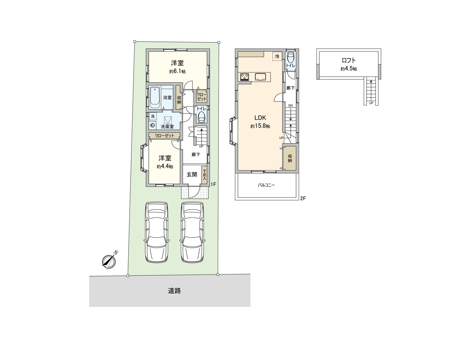 [floor plan] A June, 2026 reform Complete plan, two parking is possible　※Depending on car type