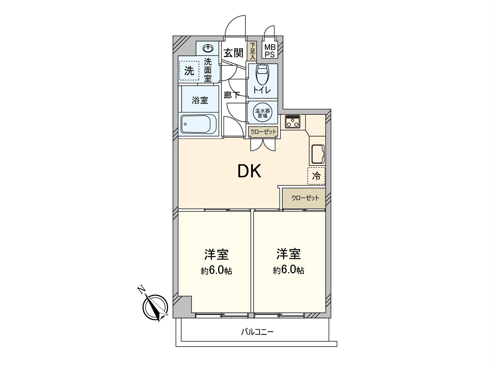 About 45 square meters of 2DK