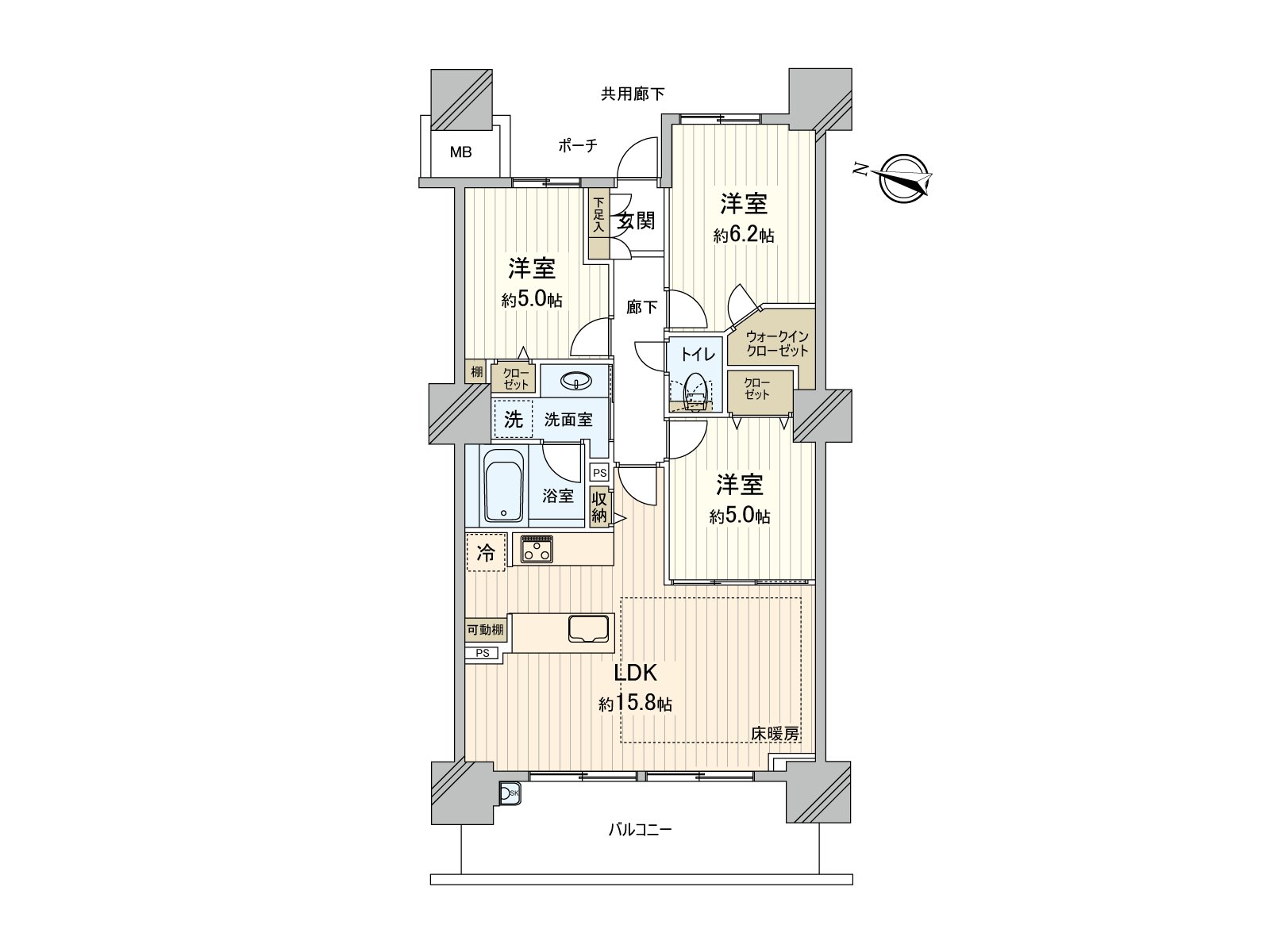 [floor plan] A 12th floor part, 3LDK. It is an important pet and the condominium which can live. ※There is detailed regulations