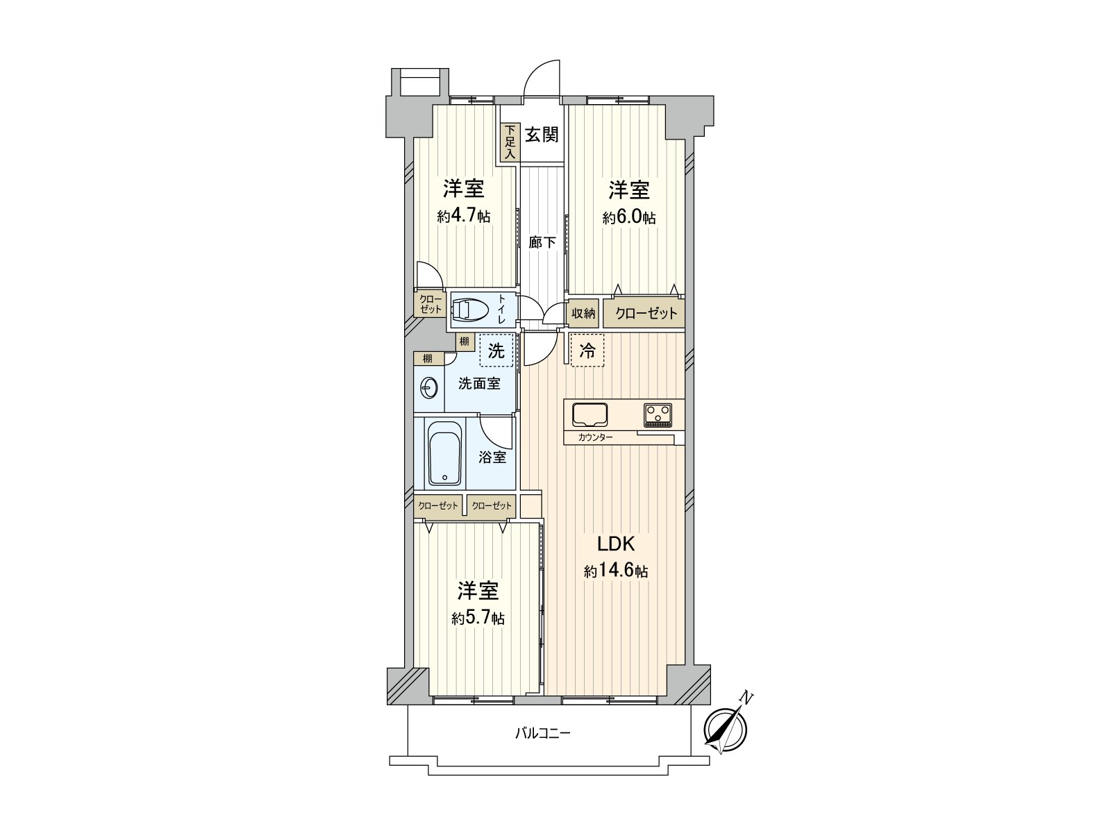 [floor plan] 3LDK of the November, 2025 reform Complete finished. The sunshine is good for the southeast Orientation.