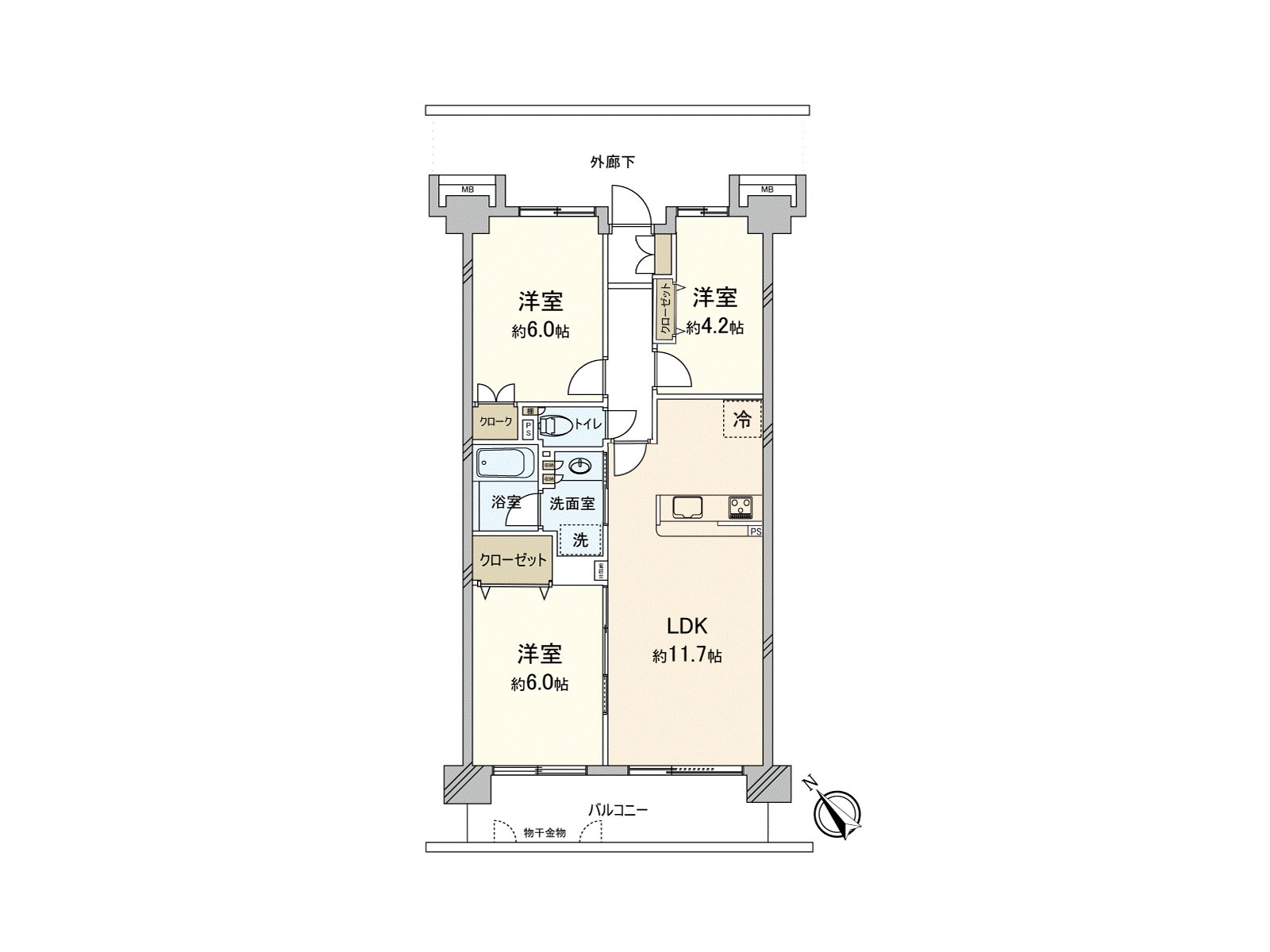 [floor plan] It is a room of the all rooms Southwest Orientation, 3LDK with storing.