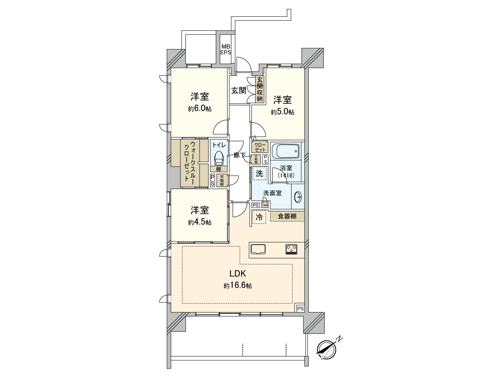 [平面圖]2026年1月翻新完畢。是東南、西南邊間。