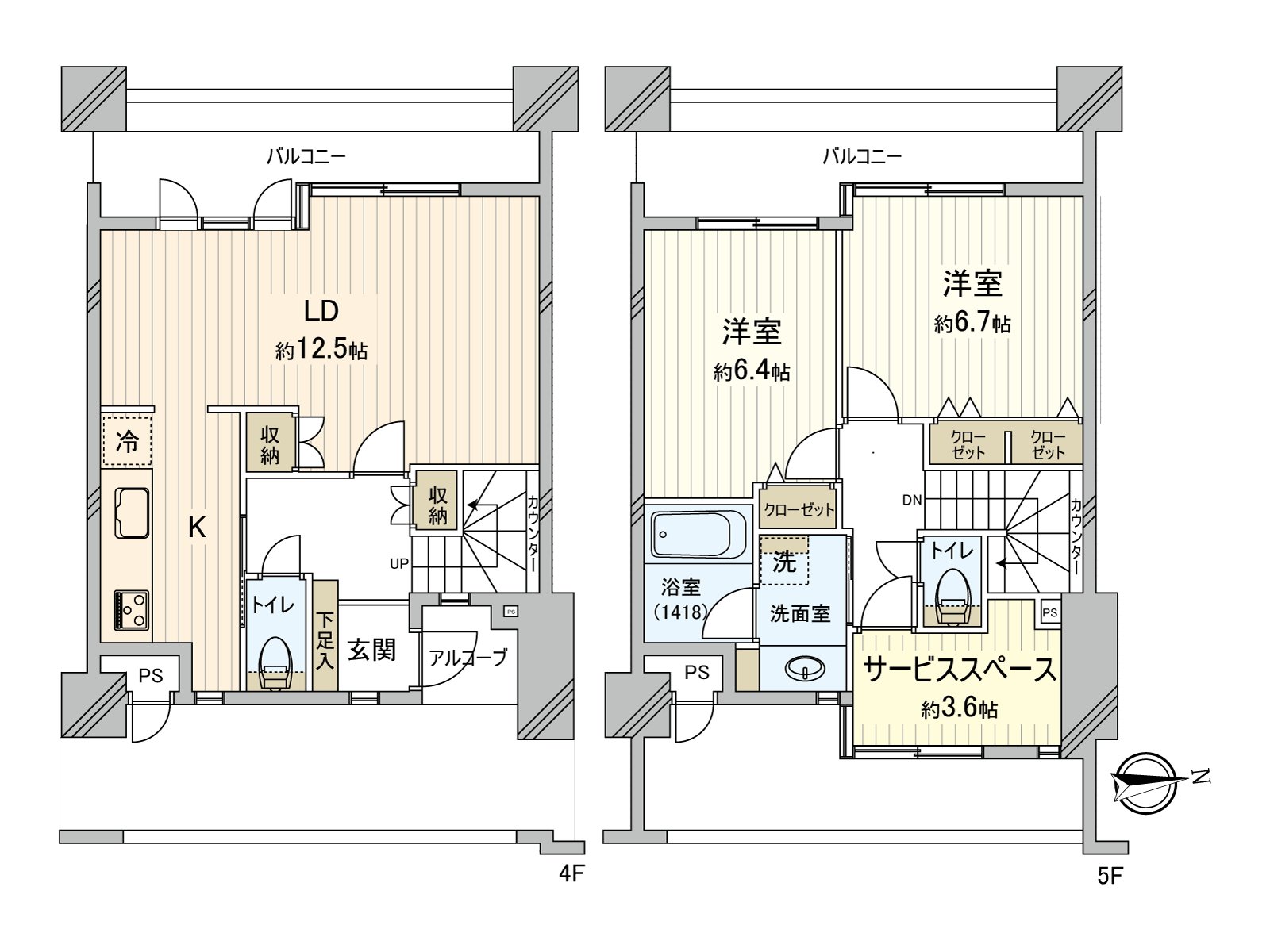 是私人使用面積86.76平方公尺的2SLDK。是通風好的別墅型。