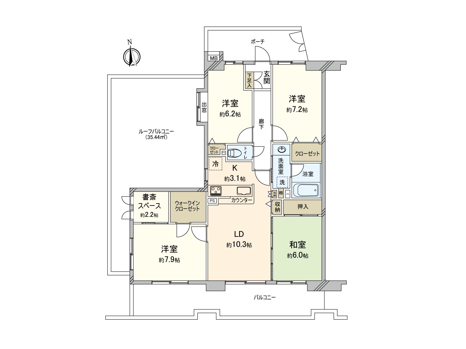 A view, the sun, ventilation are good in 8F Southwest Corner Unit and are like each room opening. The convenience including extensive roof balcony, study and WIC is good, too, and there is much storing, too. In addition, it is the private space that is easy to spend time without minding the eyes of the person of an upper rank and the etc.