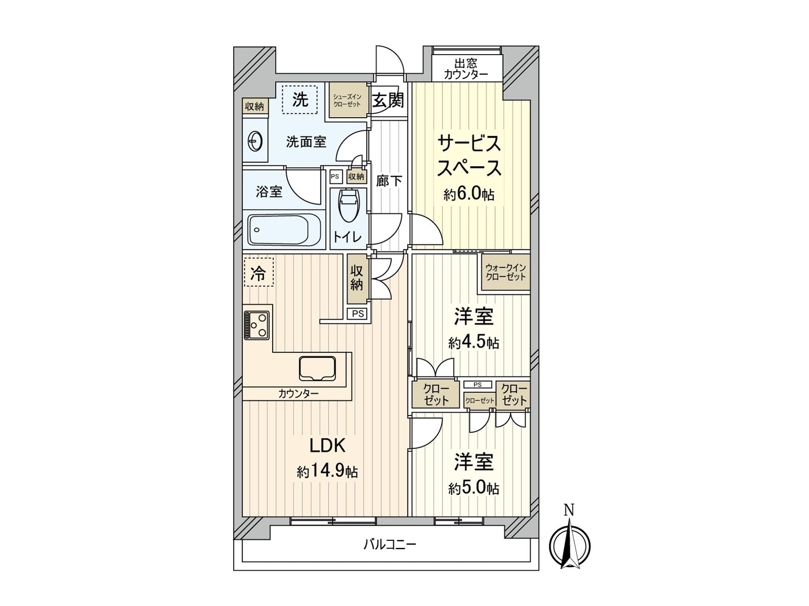 Exclusive area: 65.56 square meters of 3SLDK+WIC+SIC