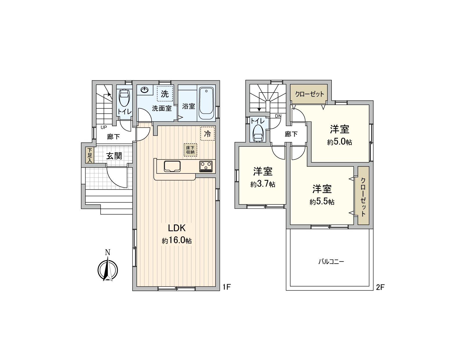 [房型图]建筑面积72.86平米的3LDK。