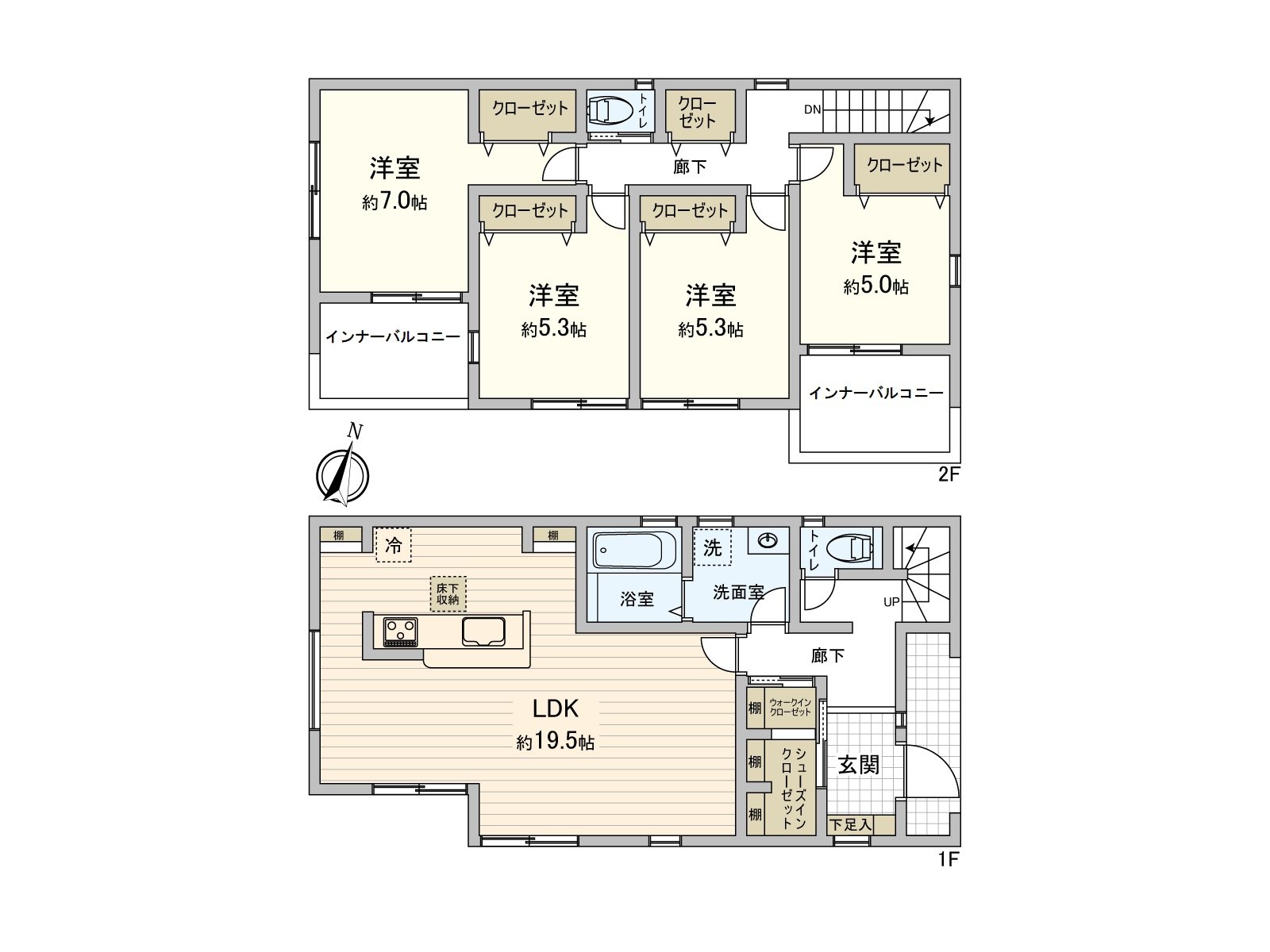 [Floor plan] 4LDK of 105.99 square meters of Total floor area.