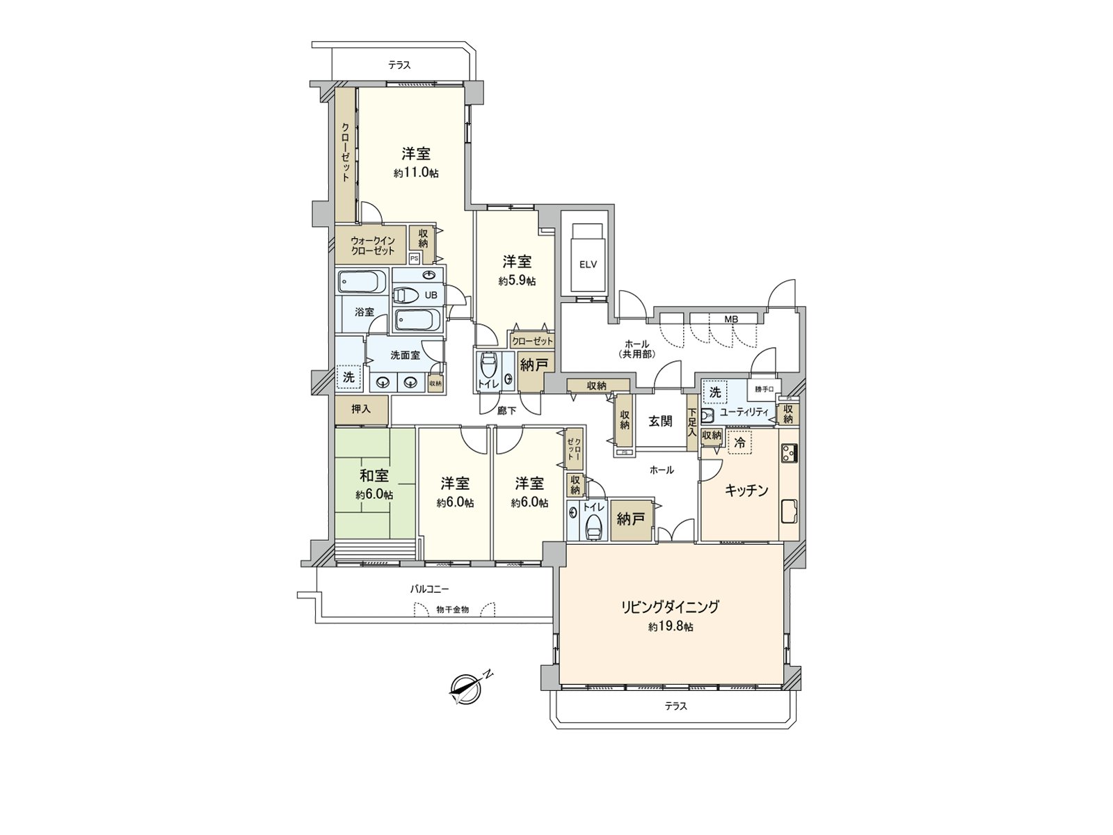 168.62 square meters of exclusive area, Plan 5LDK