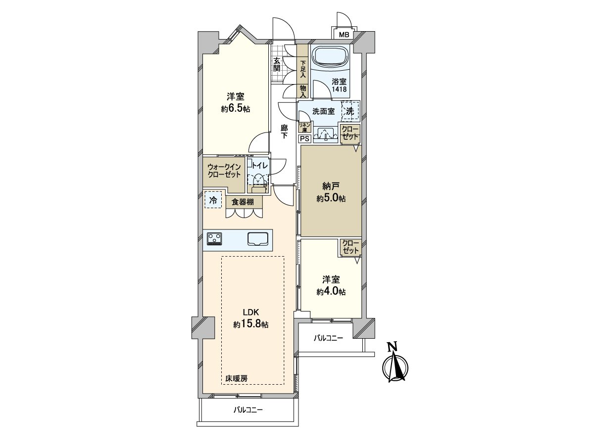 Plan of about 68.96 square meters of 2SLDK