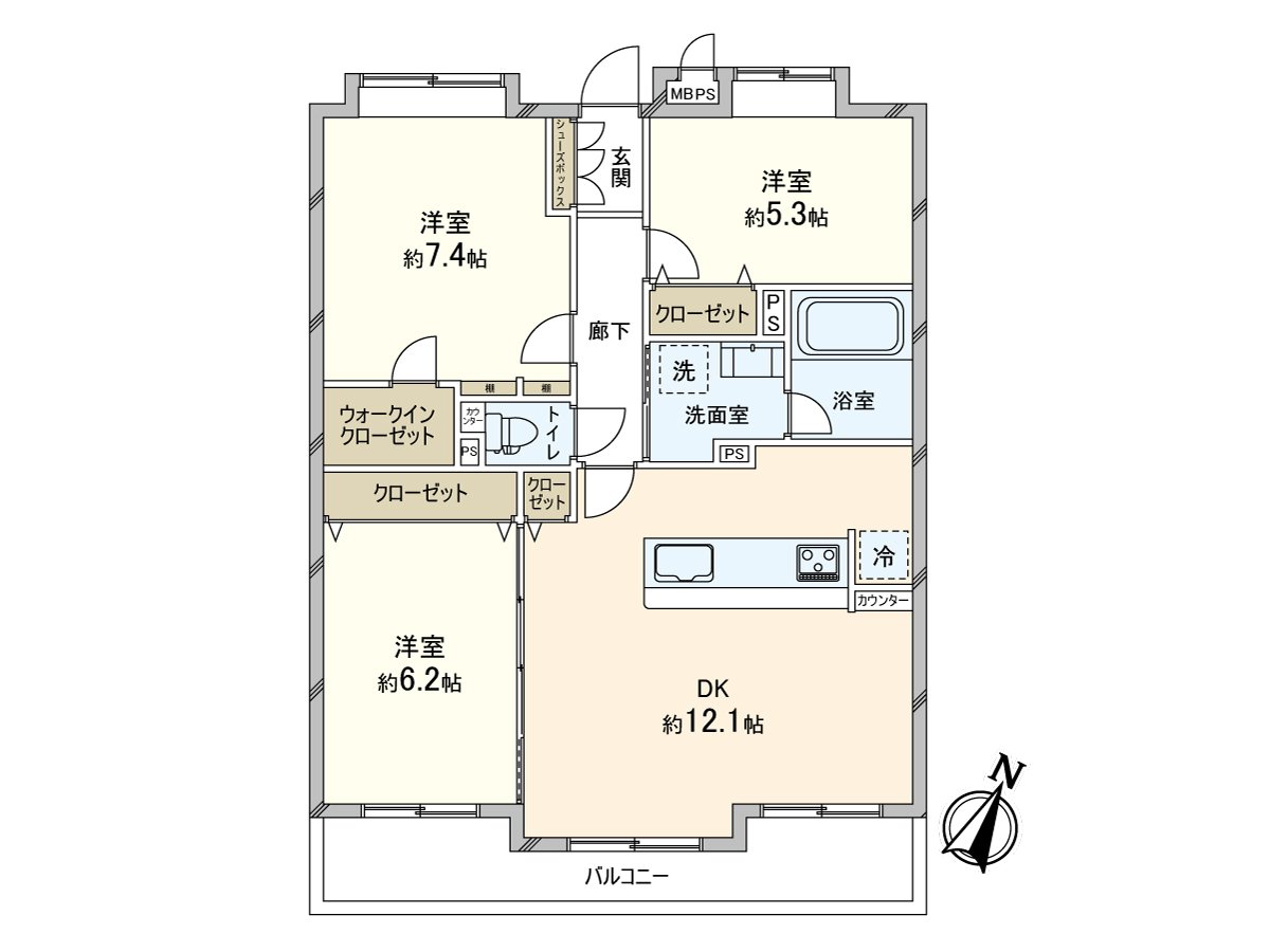 适合东南的3LDK+步入式衣帽间