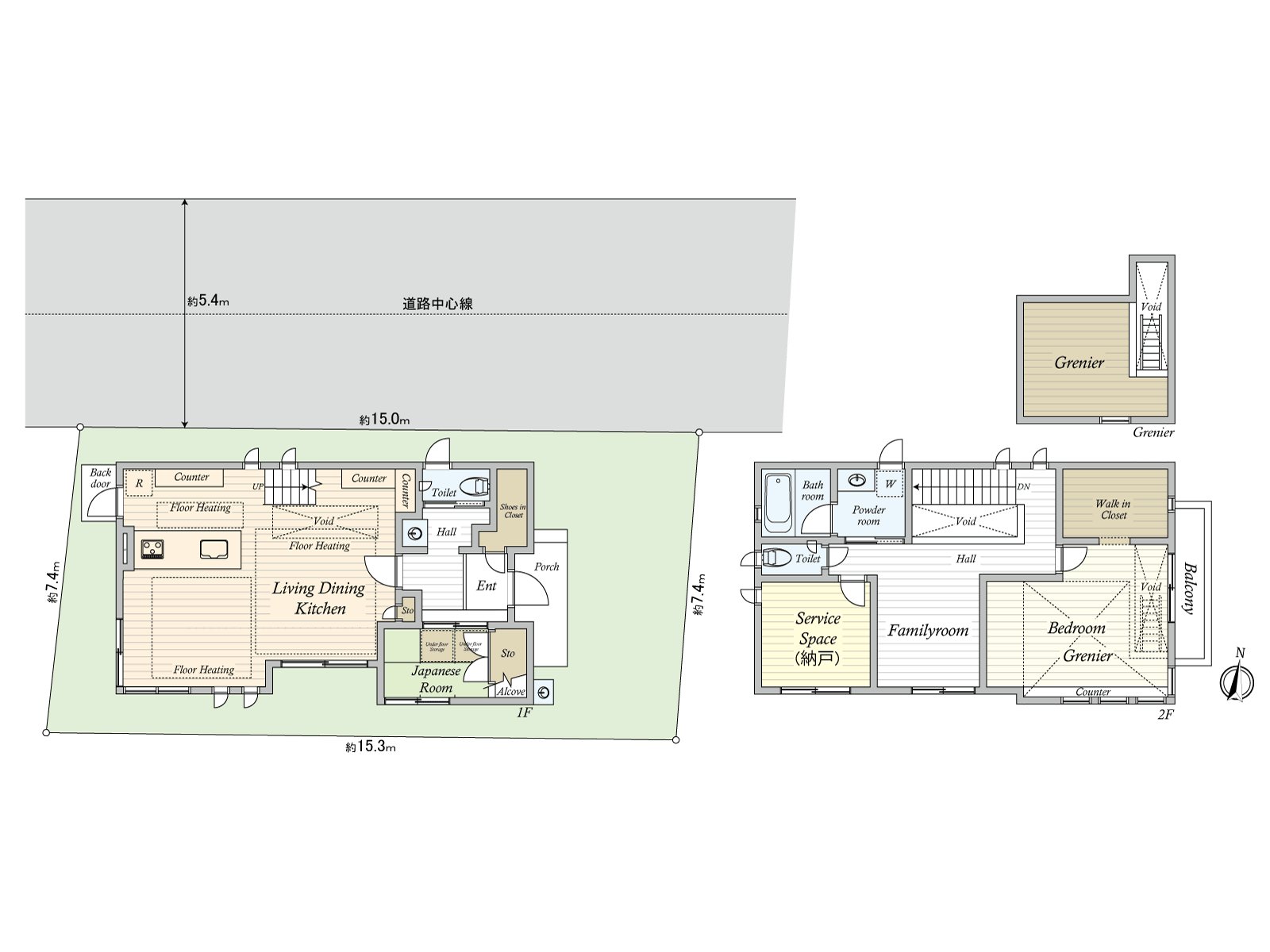 間口約１５ｍの南面に広く面した明るい開放的な邸宅