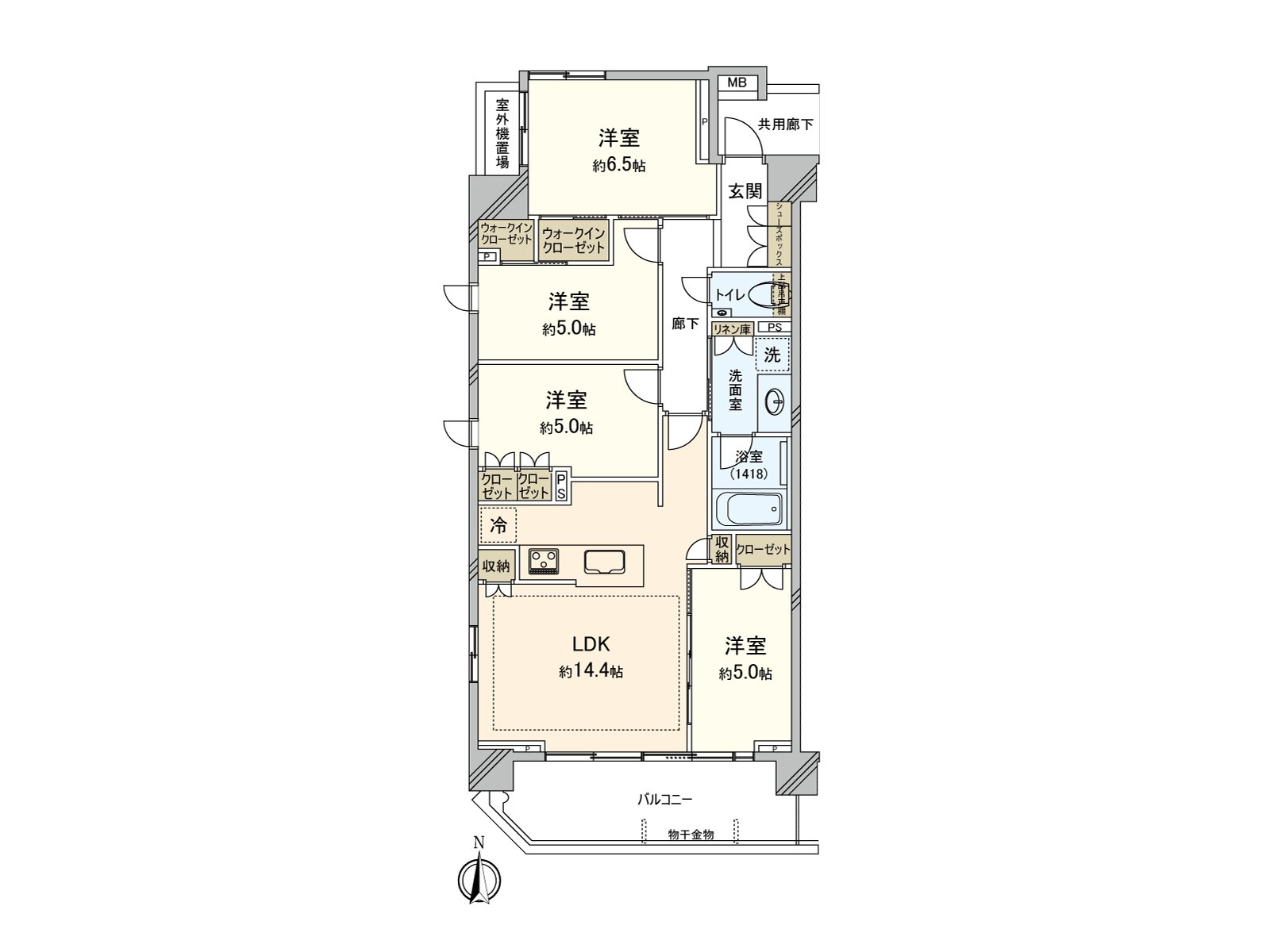 There are Southwest corner unit 4LDK, exclusive area about 80 square meters.