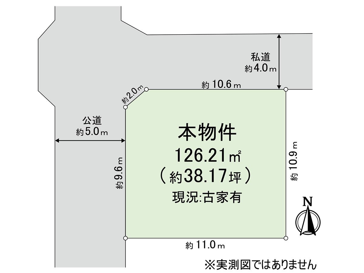 [區劃圖]如上所述用地圖正在原來製作臨時測量圖紙，不是確定圖紙。※關於寸周圍間隔，鄰地境界蒞臨為未了結有經過確定測量增減可能性。