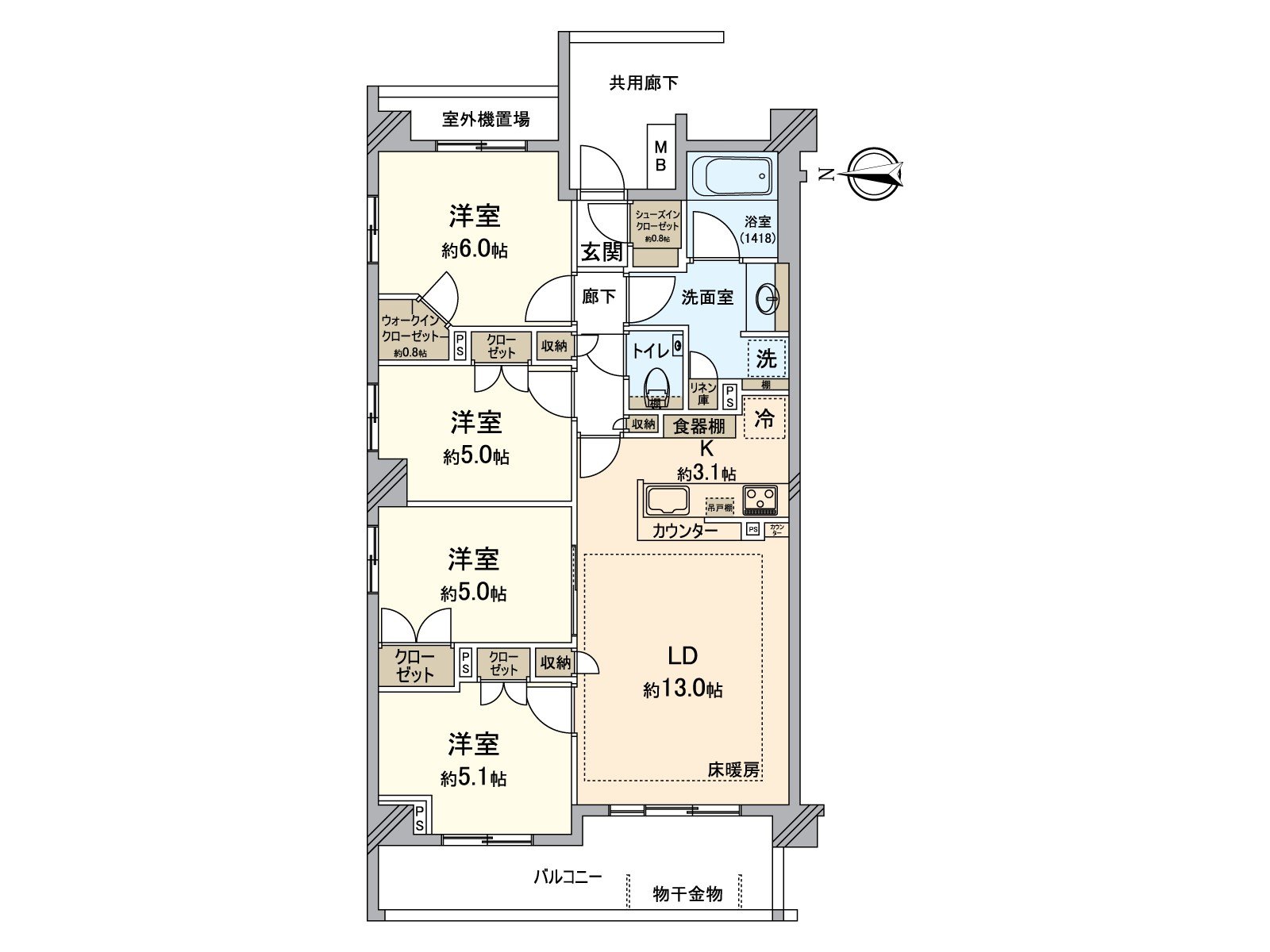 [平面圖]1樓部分，邊間
