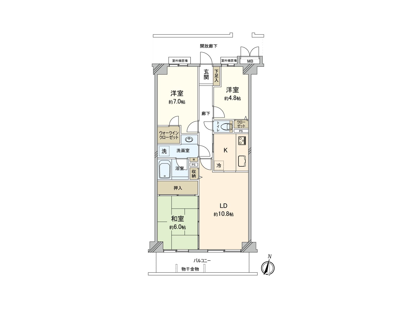 实际使用面积72.00平米的3LDK