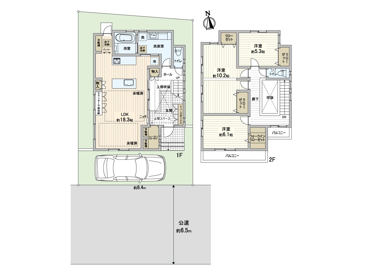 The spacious earthen floor space, entrance, hall ※The entrance space opening-like in slip stairs, a stairwell