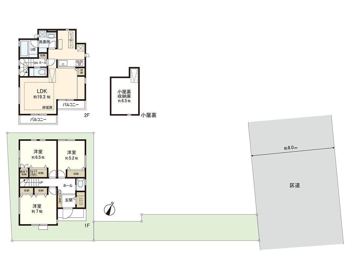 ◆117.15 square meters of plottage ◆ Total floor area 90.85 square meters Plan: 3LDK　