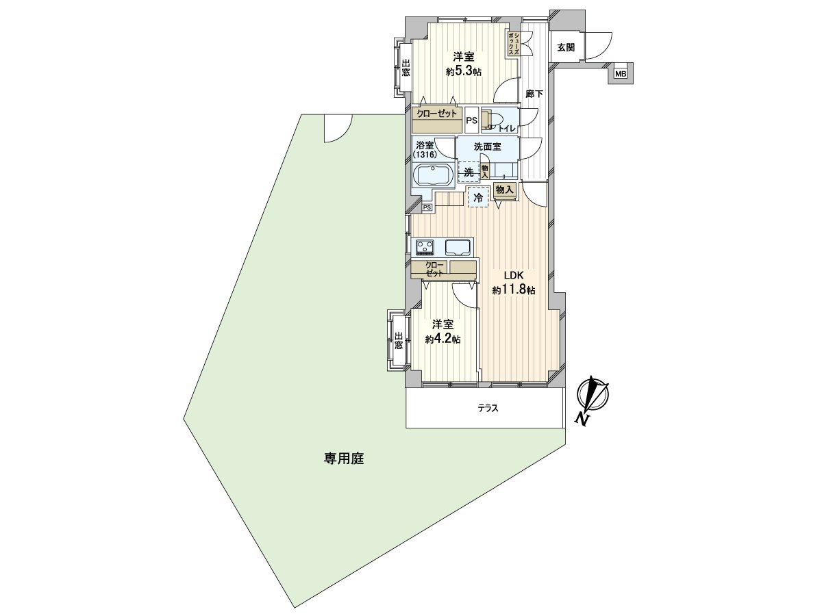 ◆实际使用面积54.50平米、2LDK