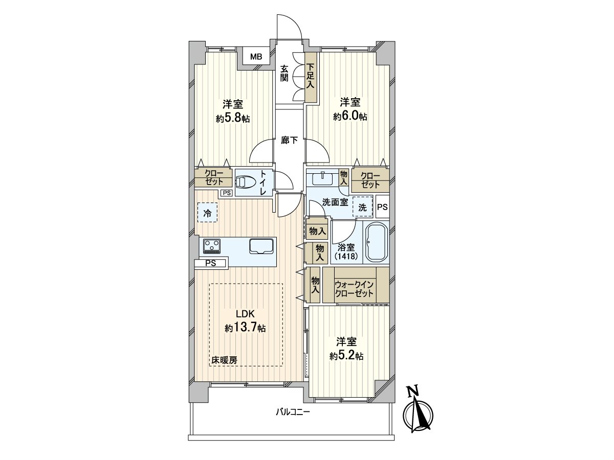 ◆实际使用面积70.2平米◆翻新履历有(2022年2月实施)