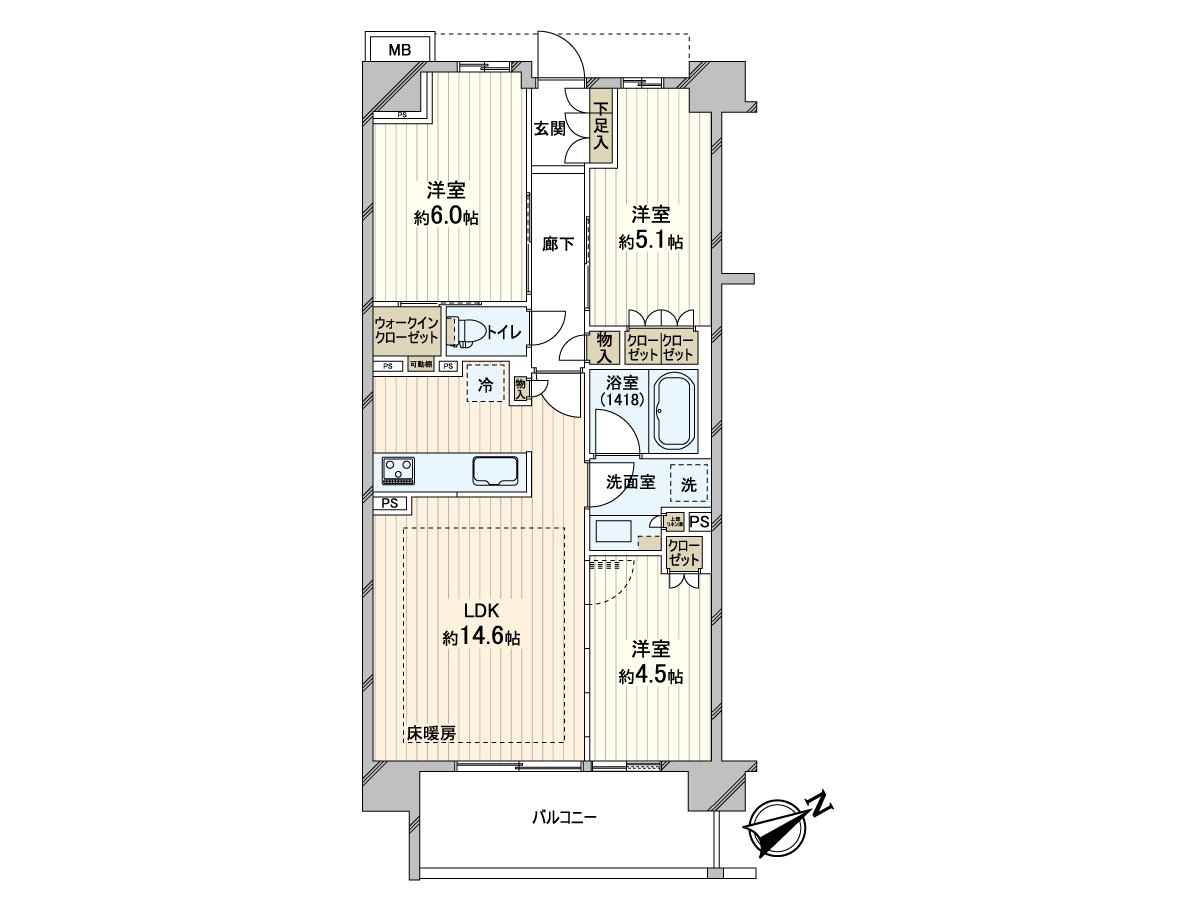 ◆67.51 square meters of exclusive area