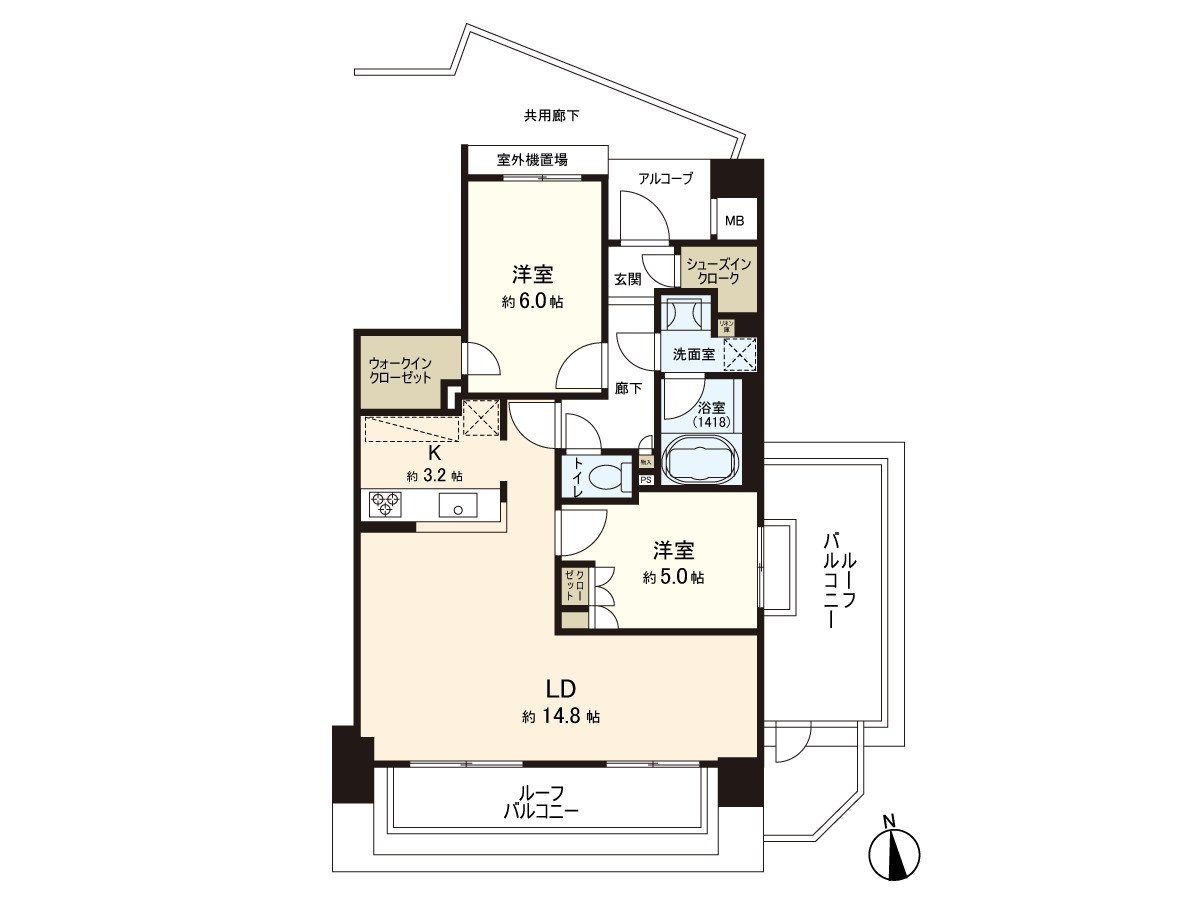 私人使用面積64.94平方公尺，2LDK