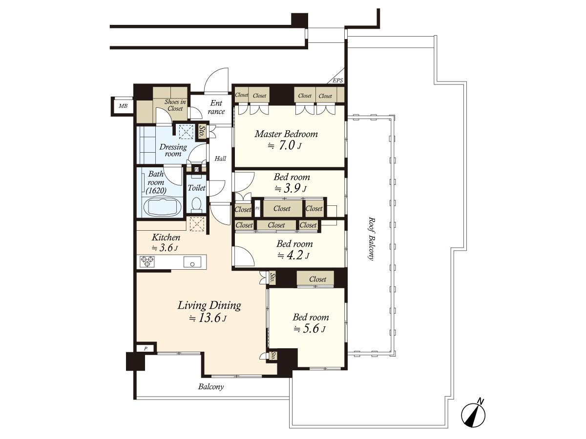 最上階角部屋の住戸