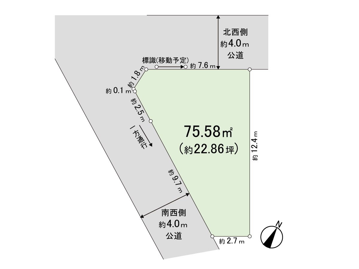 75.58 square meters of plottage (about 22.86 tsubo)