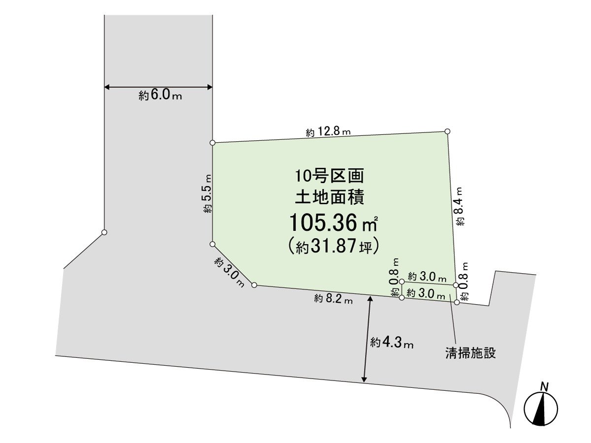土地面積105.36平方公尺(約31.87坪)西南角地